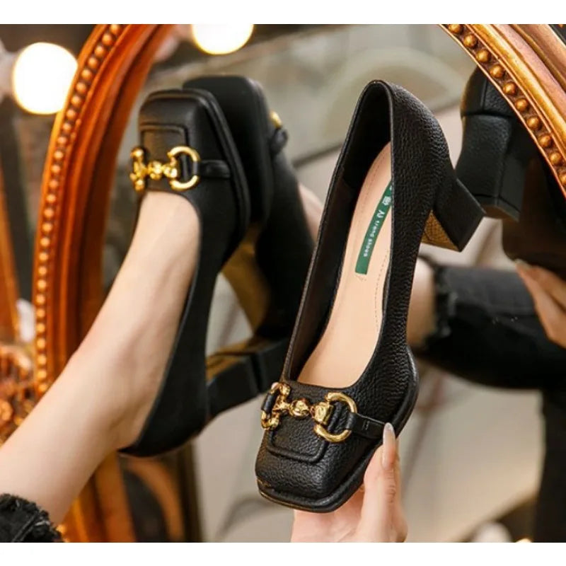 Solenne Shoes™ Escarpins à talons épais et bout carré