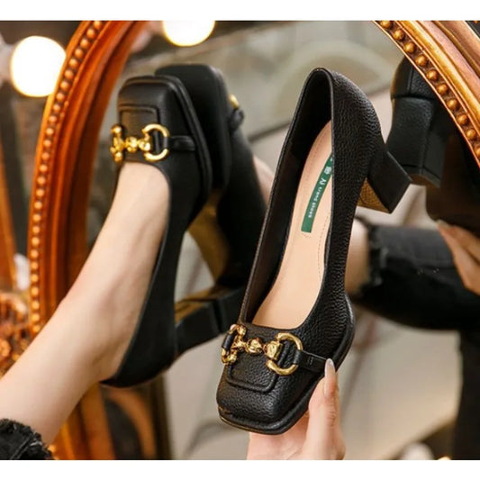 Solenne Shoes™ Thick Heel Square Toe Pumps