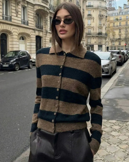 Cardigan tricoté à rayures mode Lunara Winter™