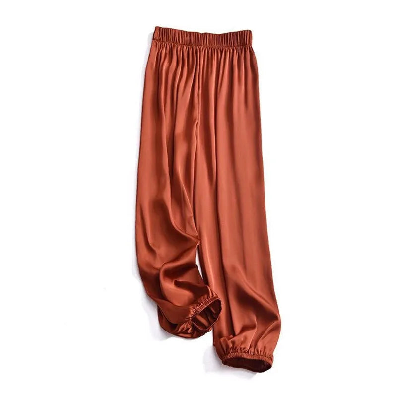 Satin Éclat™ High Waist Ice Silk Pants
