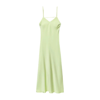 Satin Éclat™ Women’s V-Neck Long Dress