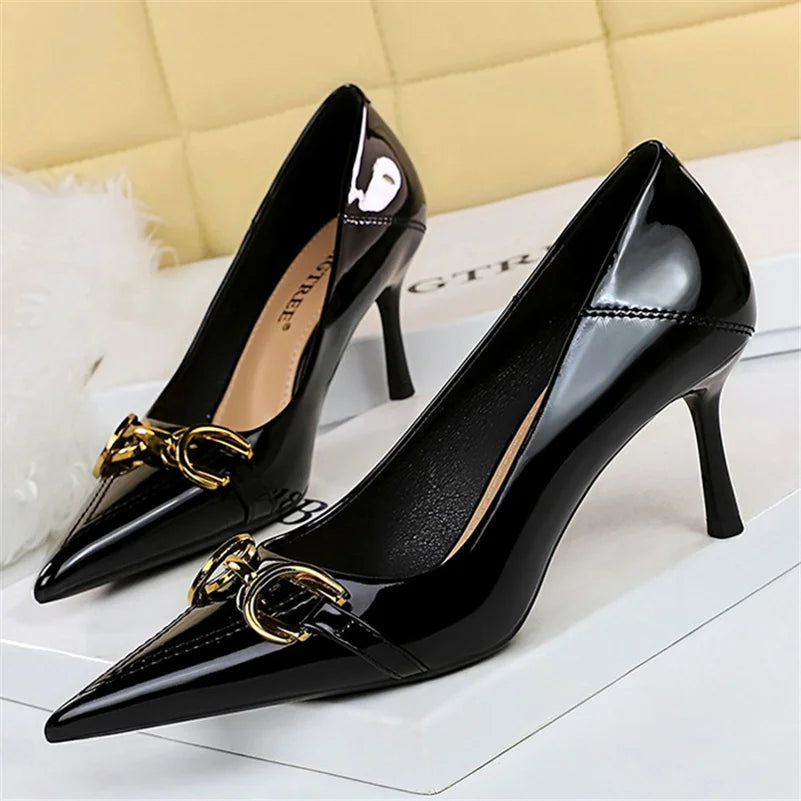 Solenne Shoes™ Metal Buckle Low Heel Pumps