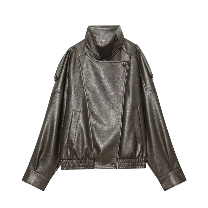 Lunara Winter™ Lederjacke mit Stehkragen