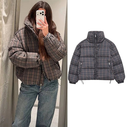 Lunara Winter™ karierte Pufferjacke