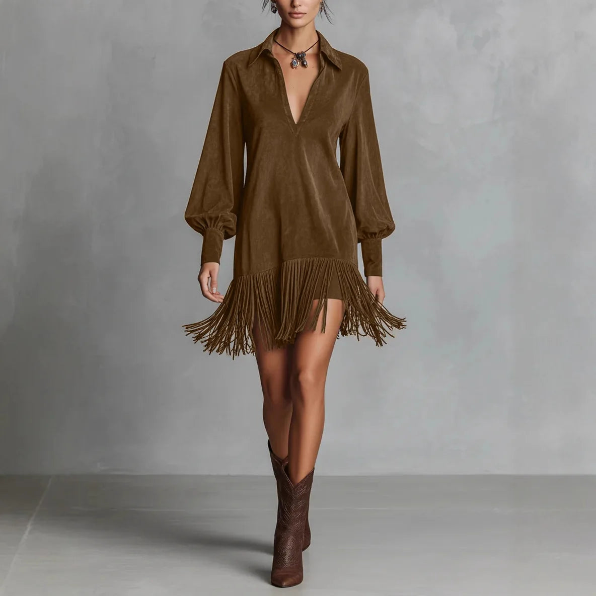 Amoura Dresses™ Faux Suede Tassel Dress
