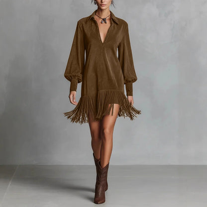 Amoura Dresses™ Faux Suede Tassel Dress