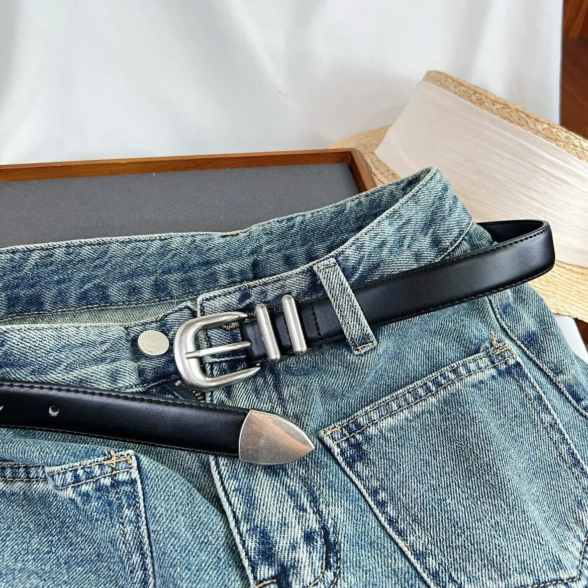 ÉlanBag™ Silver Buckle Leather Belt