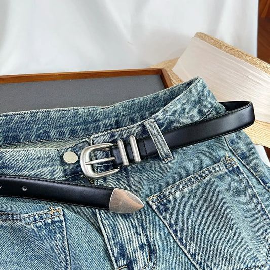 ÉlanBag™ Silver Buckle Leather Belt