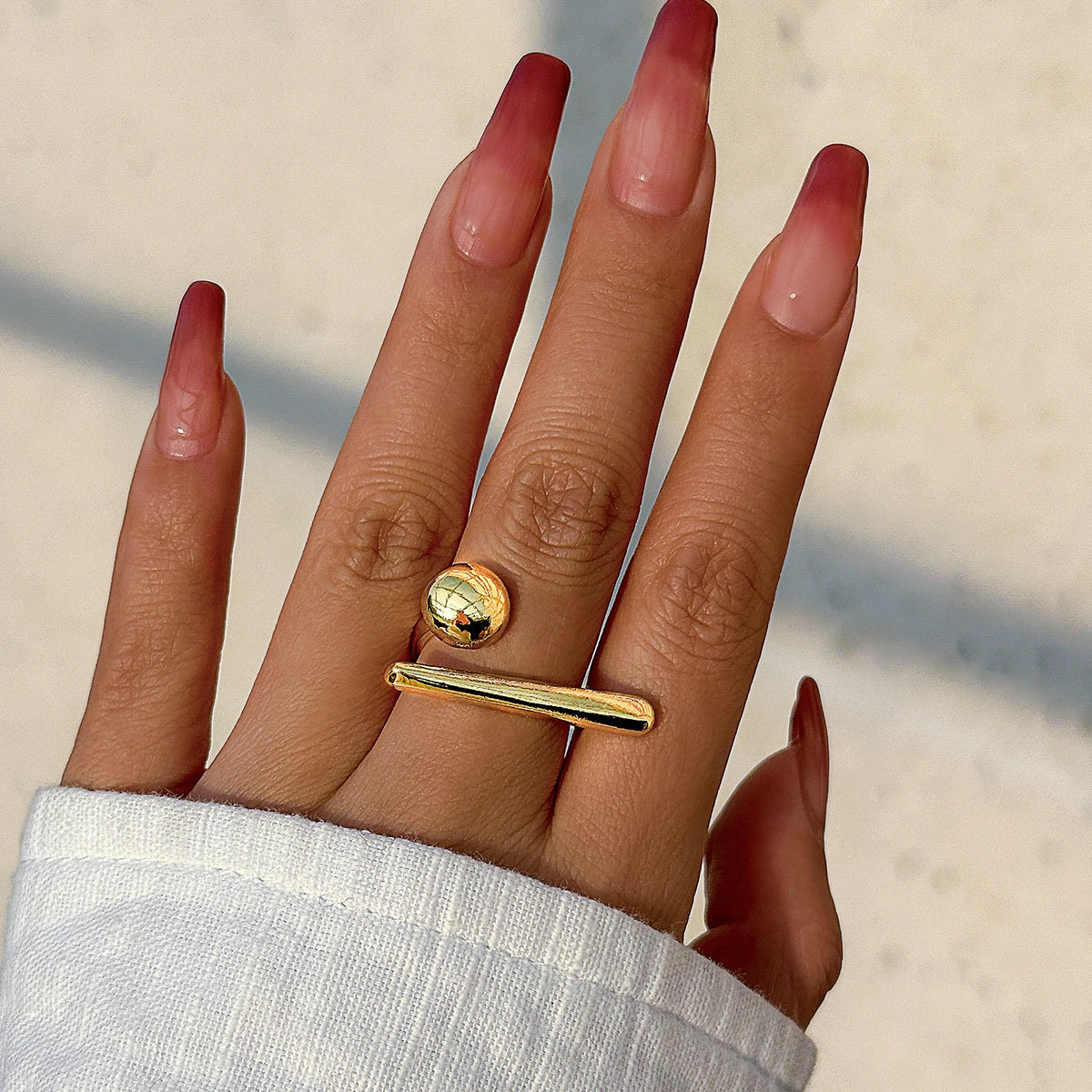 Elara Jewelry™ Bar and Ball Minimalist Ring