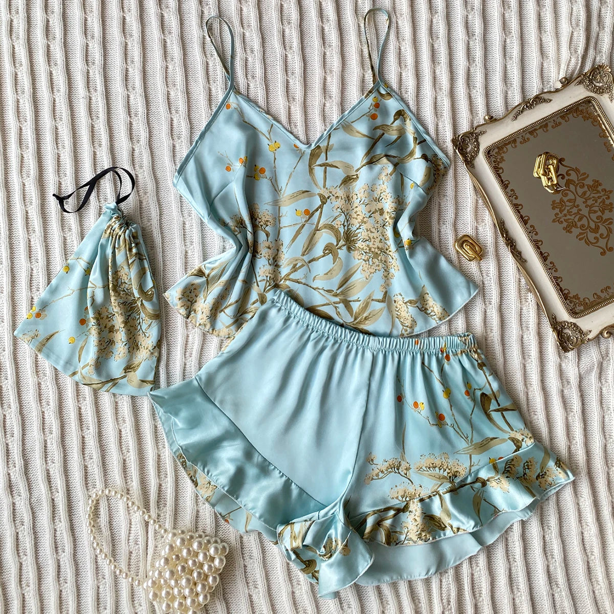 SatinÉclat™ Floral Print Pajama Set