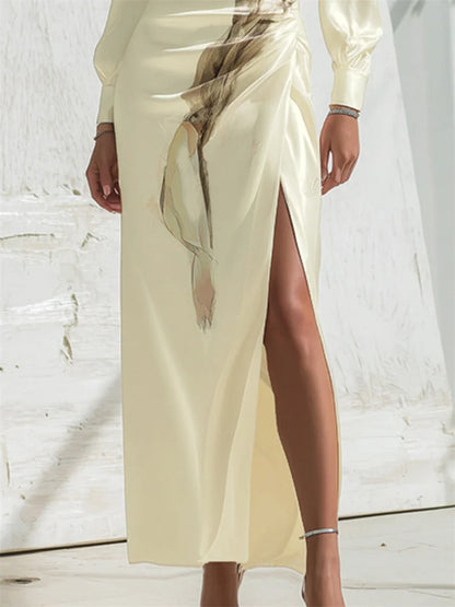 Amoura Dresses™ Ruched Split Floral Dress