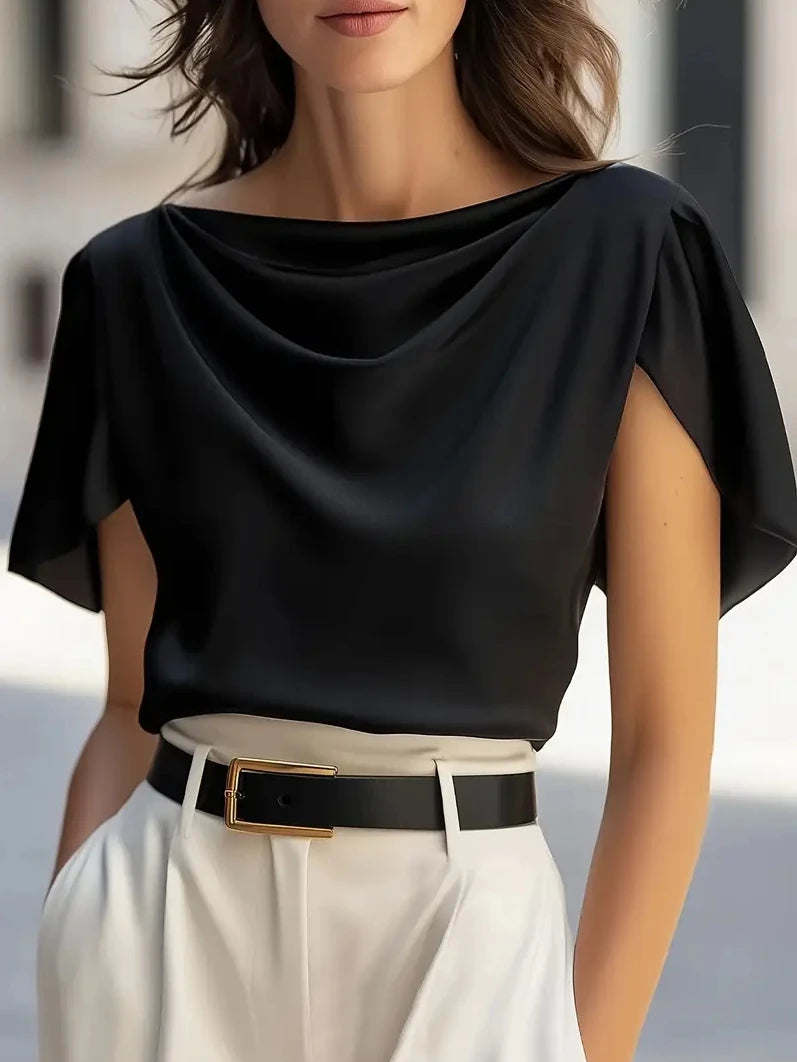 Satin Éclat™ Cowl Neck Draped Blouse