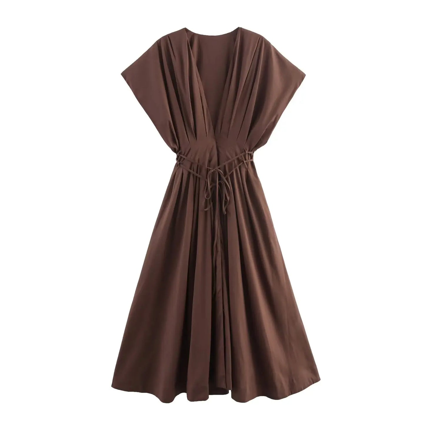 Amoura Dresses™ Single-Breasted Midi Dress Women V-Neck