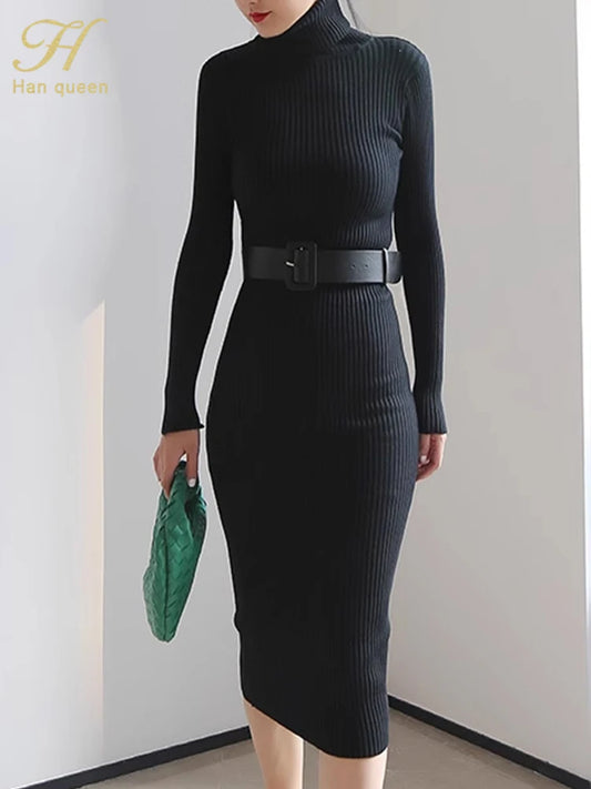 Amoura Dresses™ Winter Midi With Belt