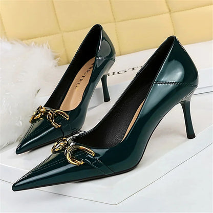 Solenne Shoes™ Metal Buckle Low Heel Pumps