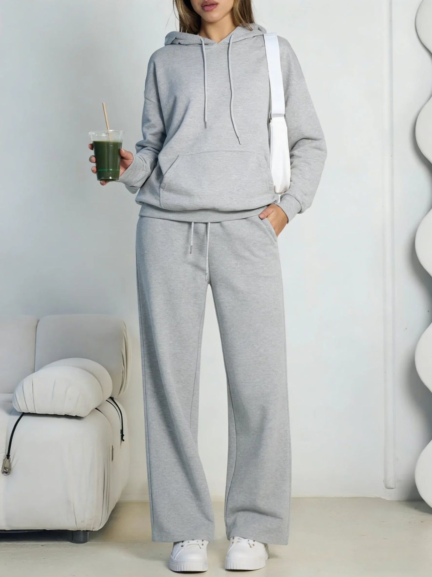 Lunara Winter™ Conjunto de 2 piezas con sudadera con capucha de invierno y pantalones anchos