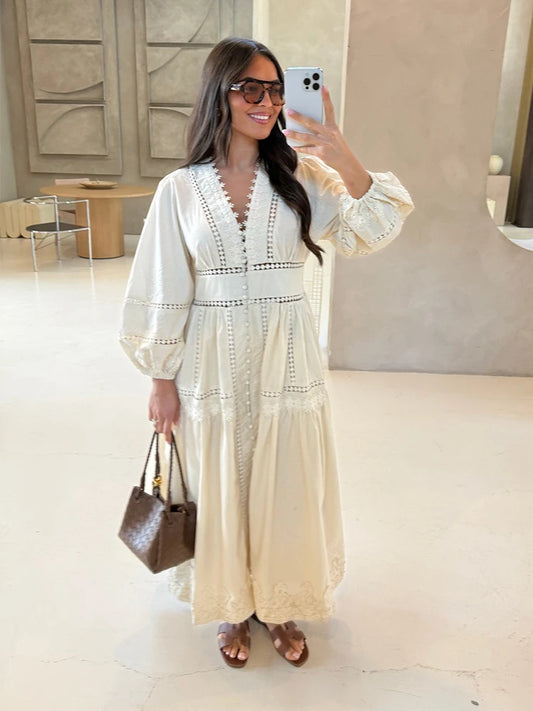 Amoura Dresses™ Hollow Embroidery Long Dress