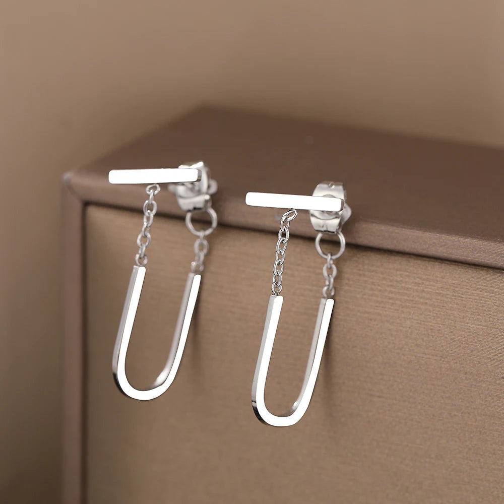 Elara Jewelry™ Elowen U-Link Drop Earrings