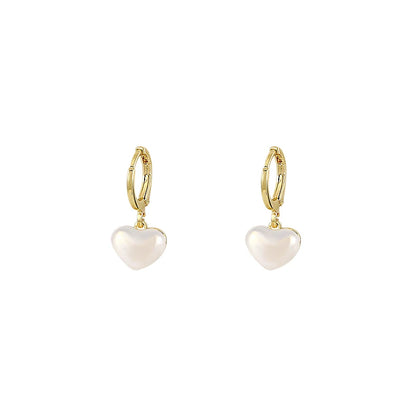 Elara Jewelry™ Pearl Heart Drop Earrings