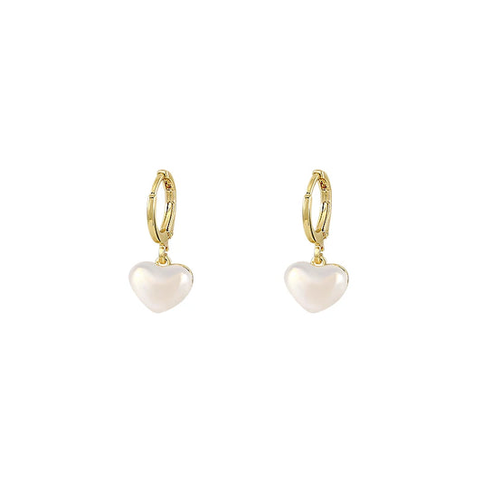 Elara Jewelry™ Pearl Heart Drop Earrings