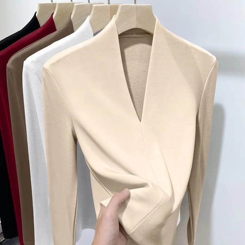 Lunara Winter™ Deep V Surplice Wrap Knit Top
