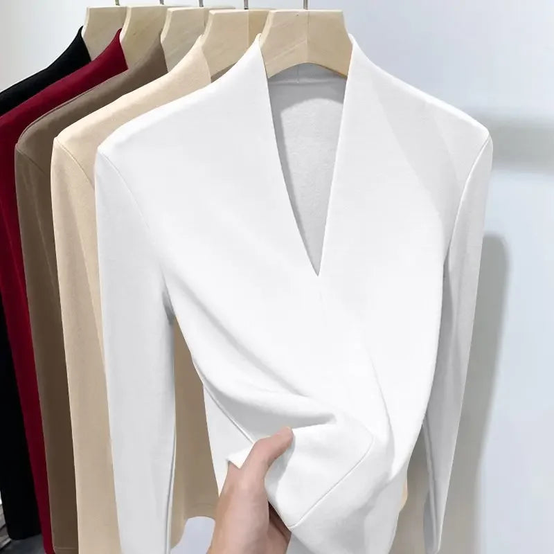 Lunara Winter™ Deep V Surplice Wrap Knit Top