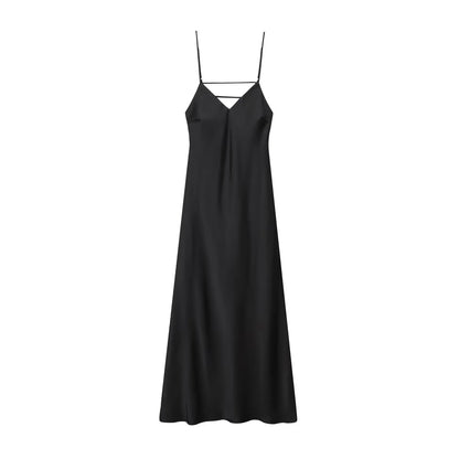Satin Éclat™ Women’s V-Neck Long Dress
