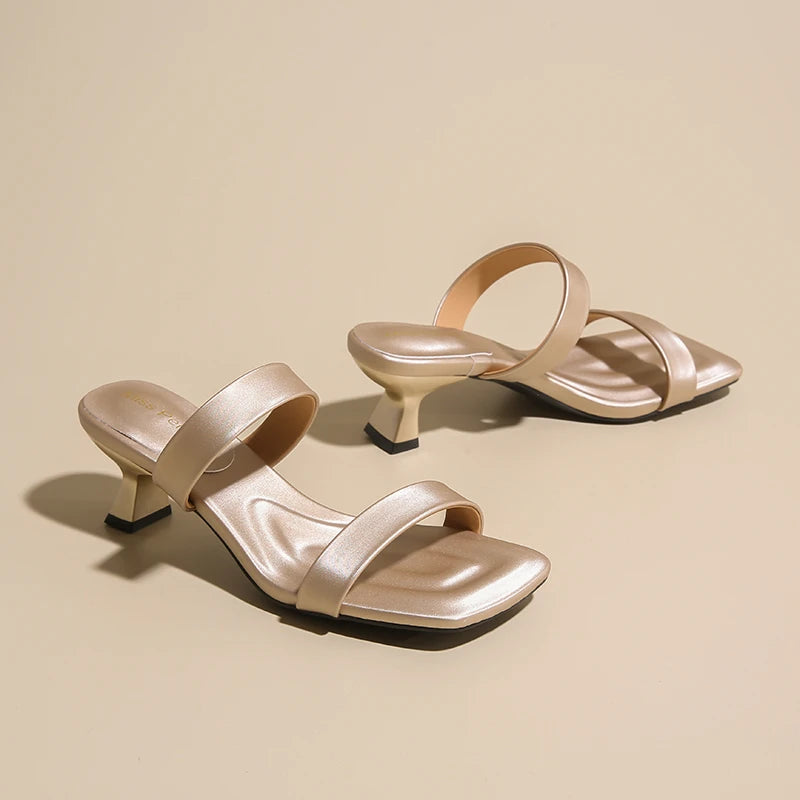 Solenne Shoes™ Casual Mid Heel Slide Sandals