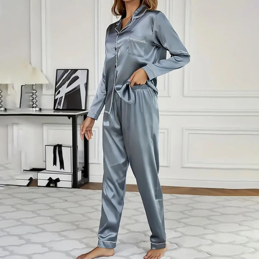Satin Éclat™ Button Top & Pants Sleepwear Set
