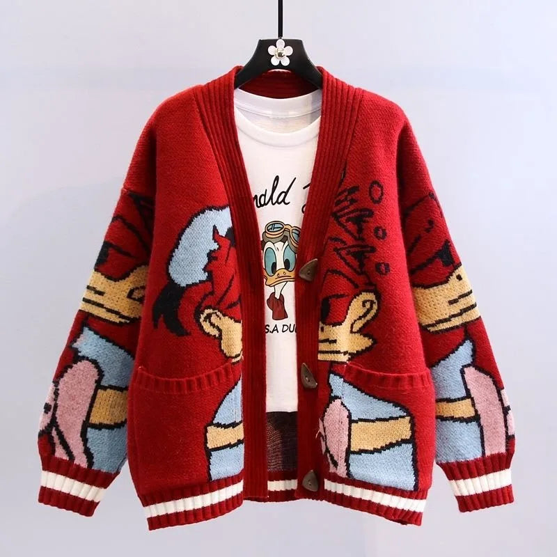 Lunara Winter™ Strickjacke mit Cartoon-Print