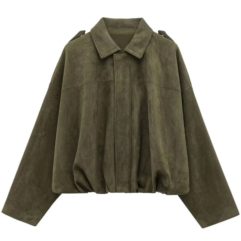 Lunara Winter™ Cropped Faux Suede Utility Jacket