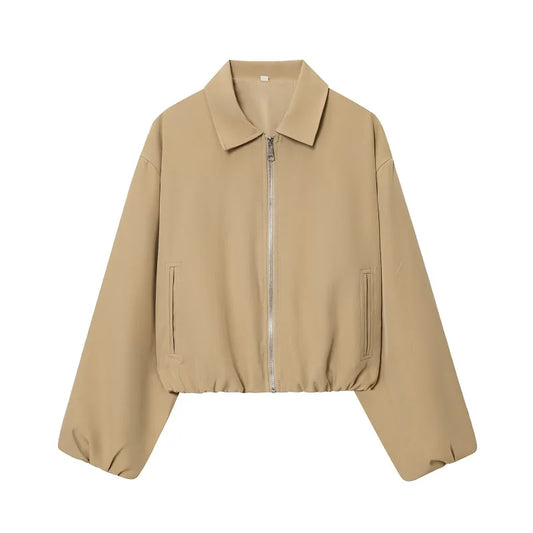 Lunara Winter™ Cropped Zip-Up Bomber Jacket