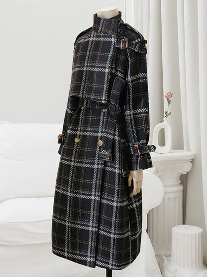 Lunara Winter™ Warm Plaid Wool Trench Coat