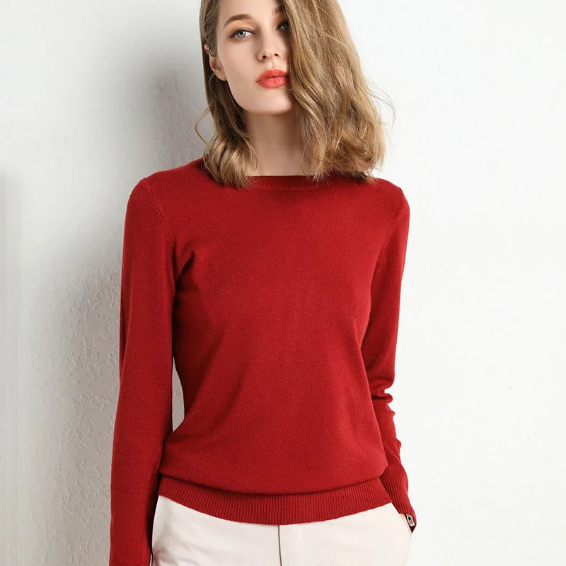 Pullover in cashmere slim con scollo a O Lunara Winter™