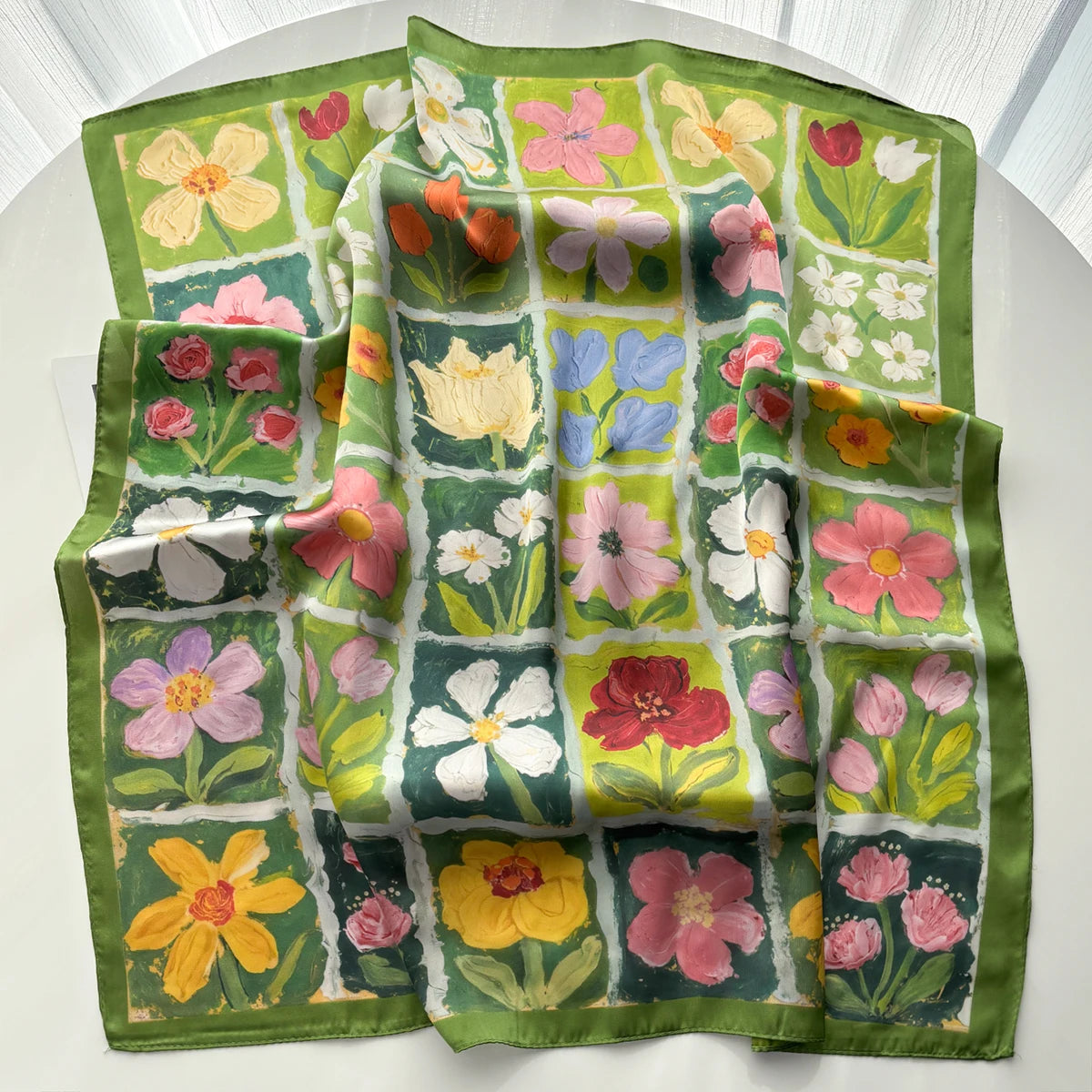 Pañuelo Cuadrado Floral SatinÉclat™ para Mujer