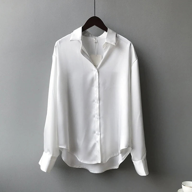 SatinÉclat™ Button Blouse Women