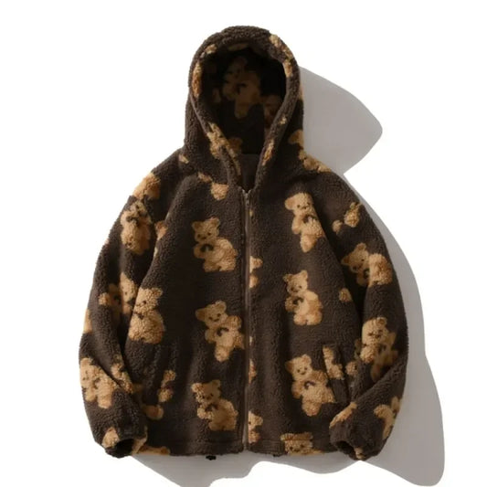Lunara Winter™ Bear Teddy Print Plush Jacket