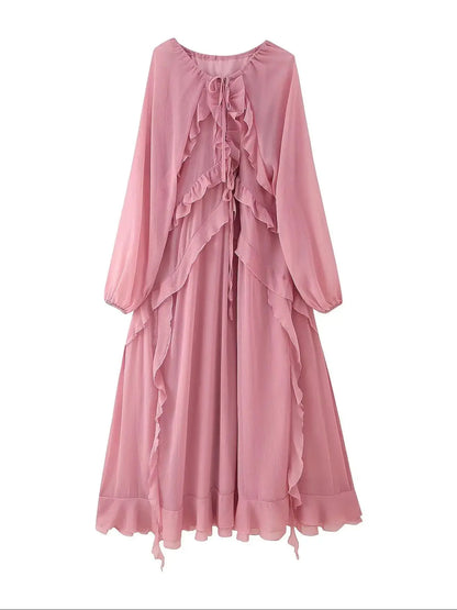 Amoura Dresses™ Chiffon Ruffle Maxi Dress