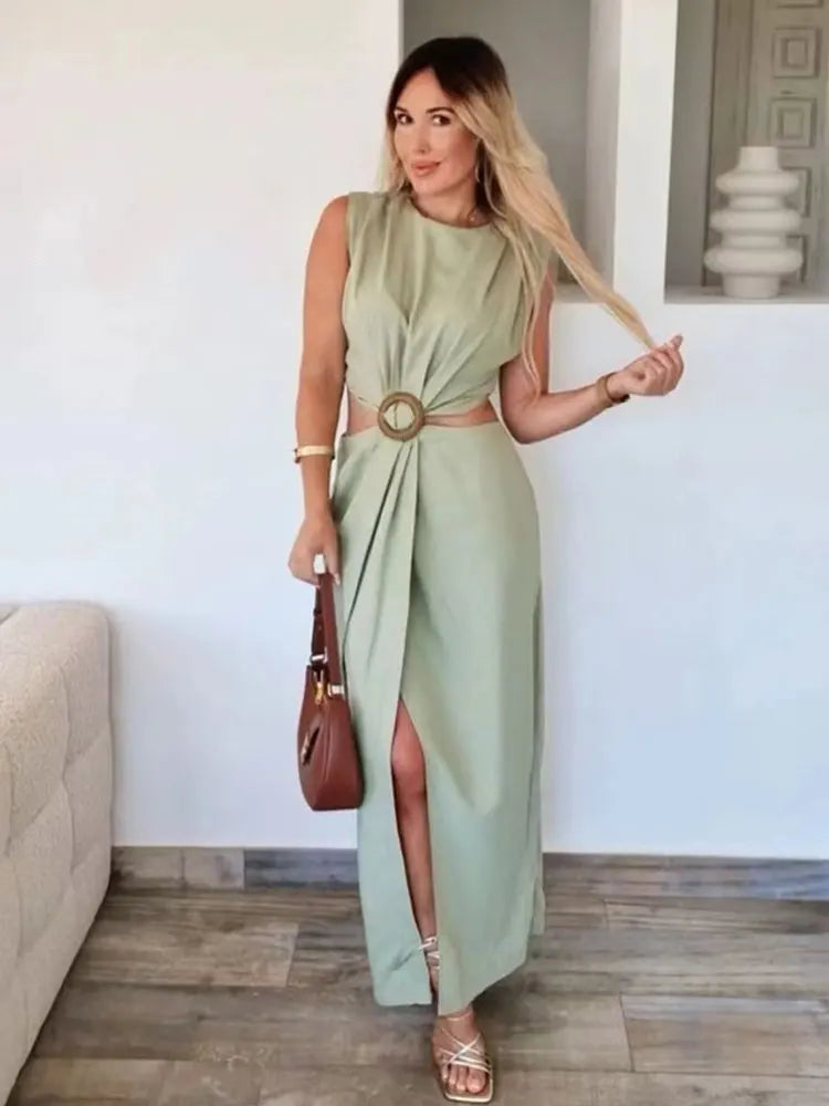 Amoura Dresses™ Summer O-Neck Sleeveless Dress