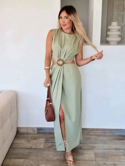 Amoura Dresses™ Summer O-Neck Sleeveless Dress