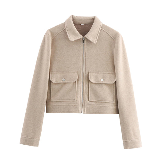 Lunara Winter™ Cropped Wool Blend Zip-Up Jacket
