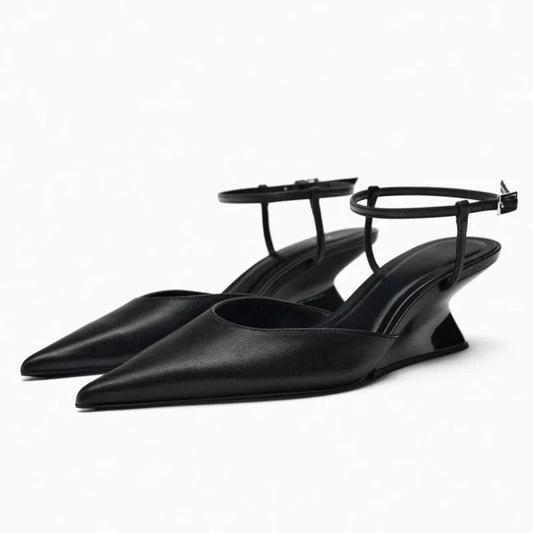 Solenne Shoes™ Premium Pointed Toe Sandals Midi Heel