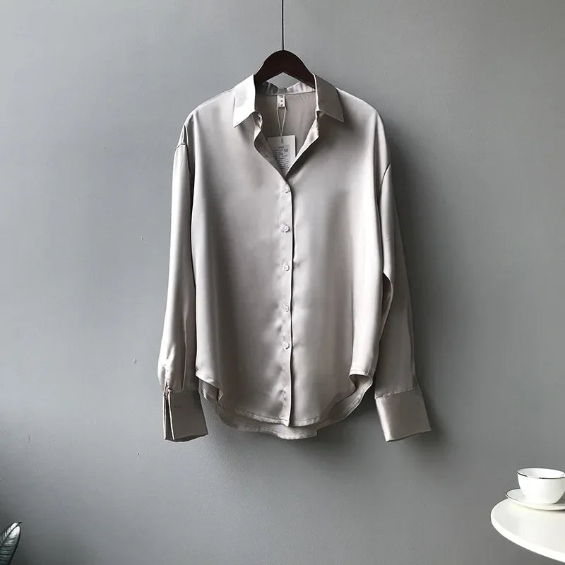 SatinÉclat™ Button Blouse Women