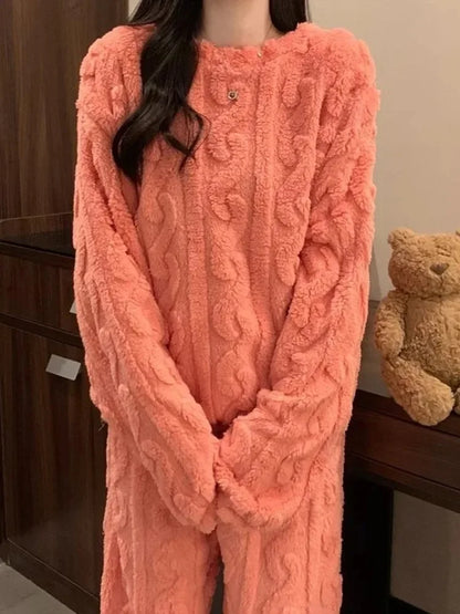 Lunara Winter™ Fleece O-Neck Women Pajama Set