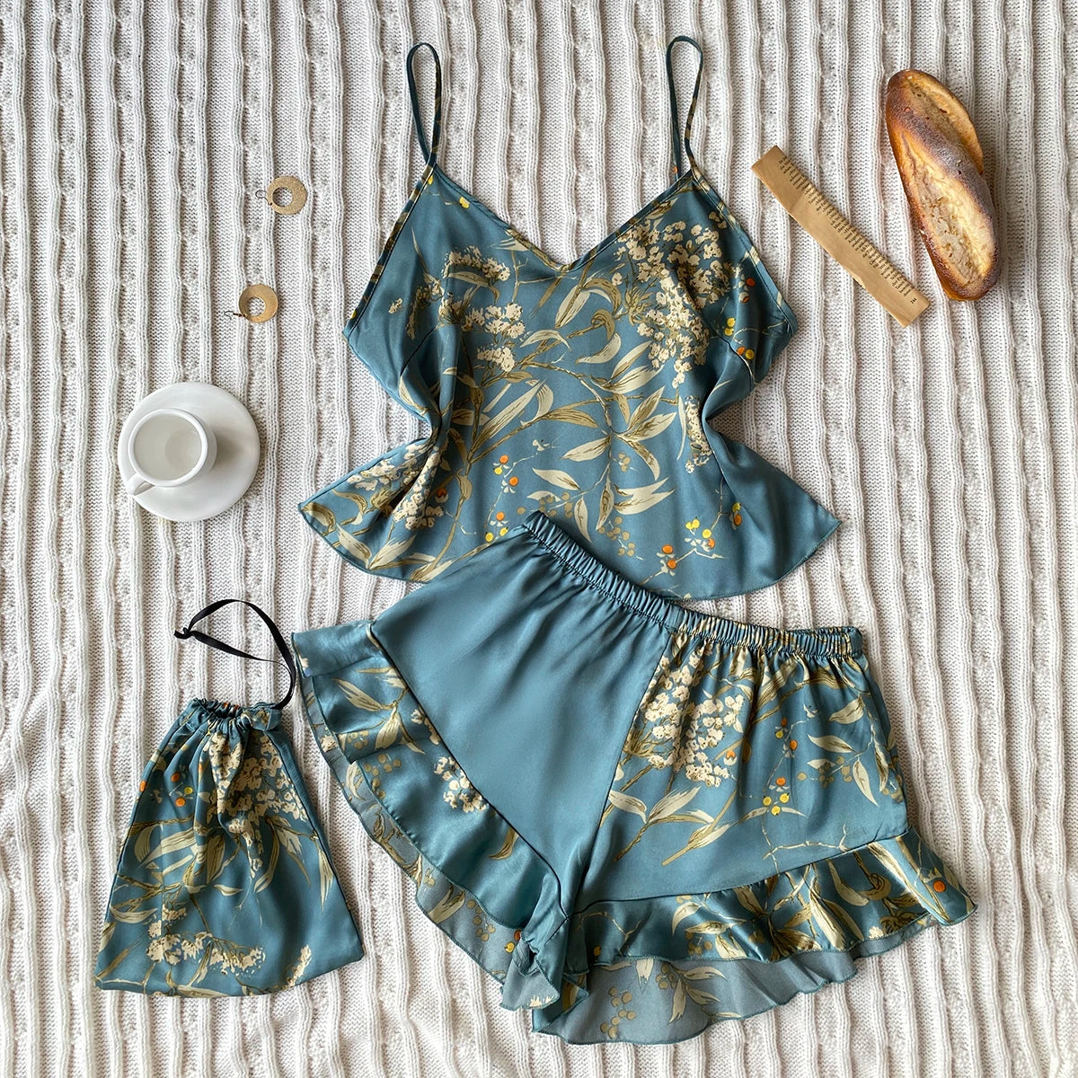 SatinÉclat™ Satin Shorts Pajama Set