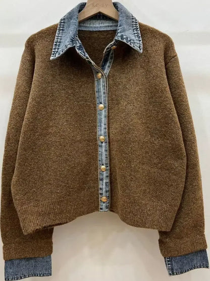 Cardigan con colletto in denim chic Lunara Winter™