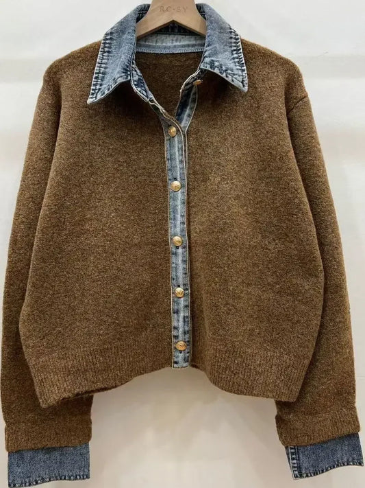 Lunara Winter™ Chic Denim Collar Cardigan