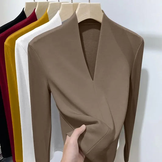Lunara Winter™ Deep V Surplice Wrap Knit Top