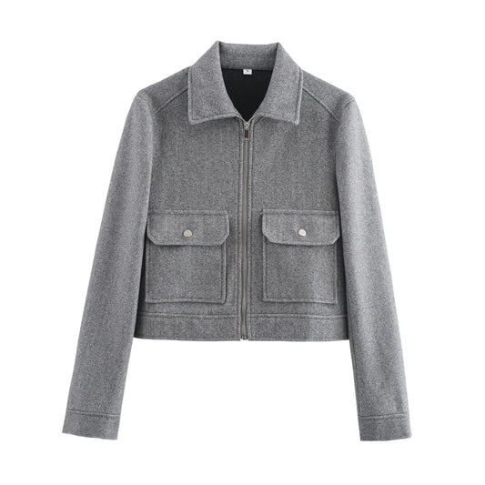 Lunara Winter™ Cropped Wool Blend Zip-Up Jacket