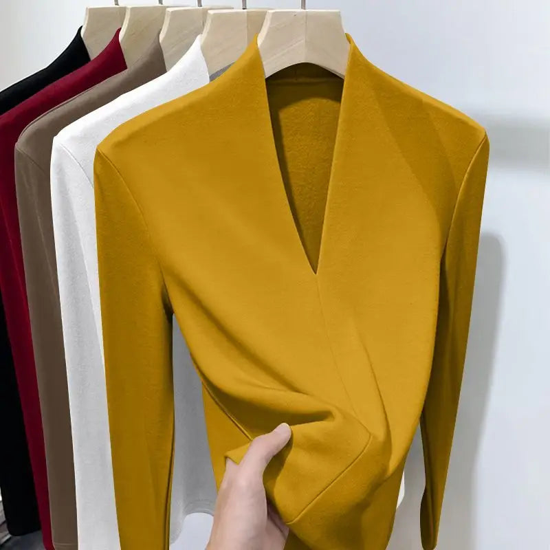 Lunara Winter™ Deep V Surplice Wrap Knit Top